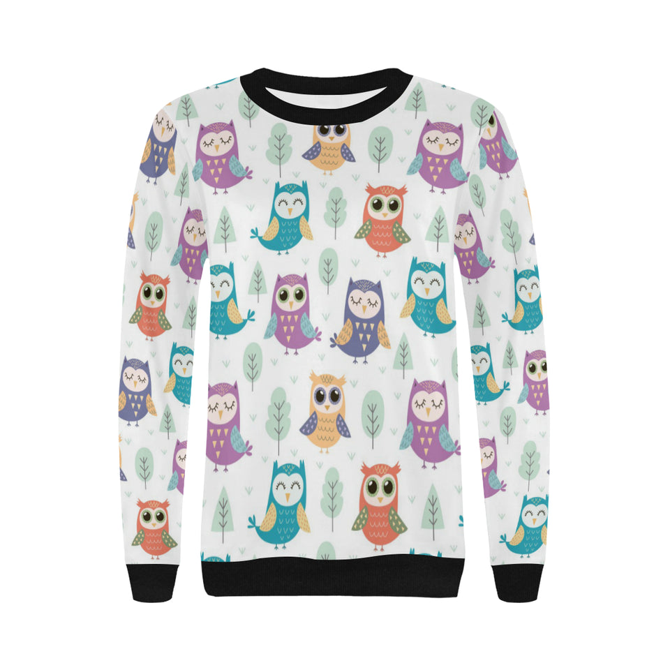 Cute owl pattern Women's Crew Neck Sweatshirt