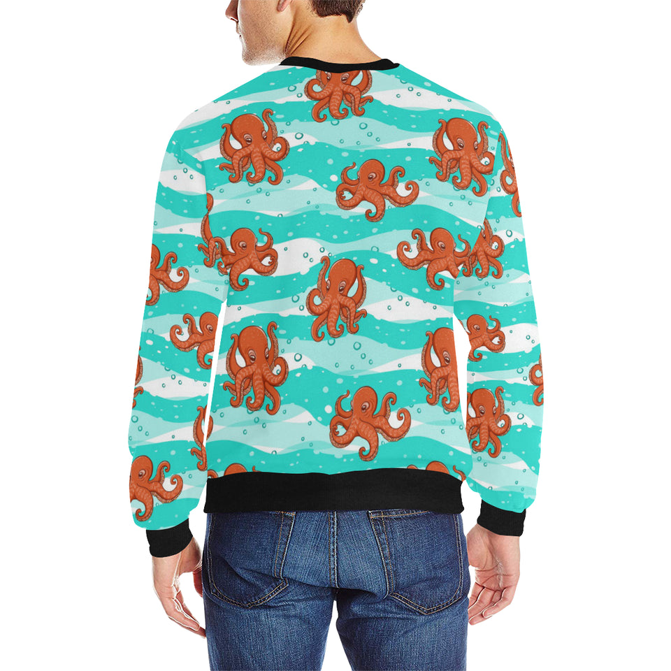 Octopuses sea wave background Men's Crew Neck Sweatshirt
