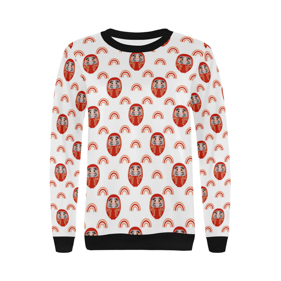 Daruma japanese wooden doll design pattern Women's Crew Neck Sweatshirt