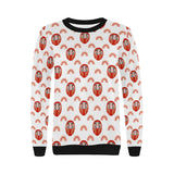 Daruma japanese wooden doll design pattern Women's Crew Neck Sweatshirt