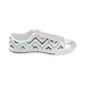 zigzag  chevron paint pattern Men's Low Top Shoes White
