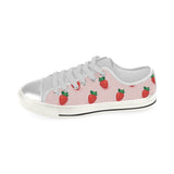 Strawberry beautiful pattern Women's Low Top Canvas Shoes White