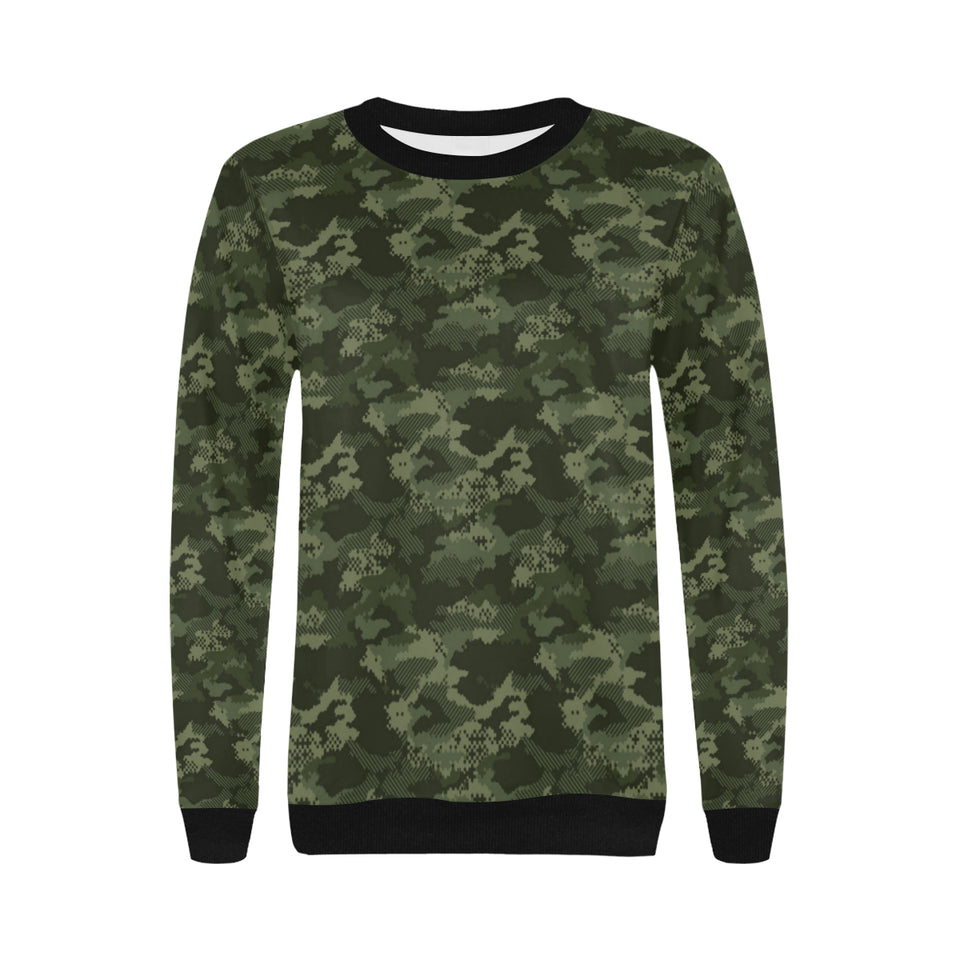 Digital Green camouflage pattern Women's Crew Neck Sweatshirt