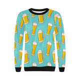 Beer pattern green background Women's Crew Neck Sweatshirt