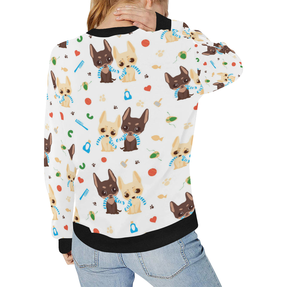 Cute Chihuahua dog pattern Women's Crew Neck Sweatshirt