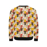 Colorful Maneki neko cat pattern Men's Crew Neck Sweatshirt