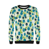 blueberry flower pattern Women's Crew Neck Sweatshirt