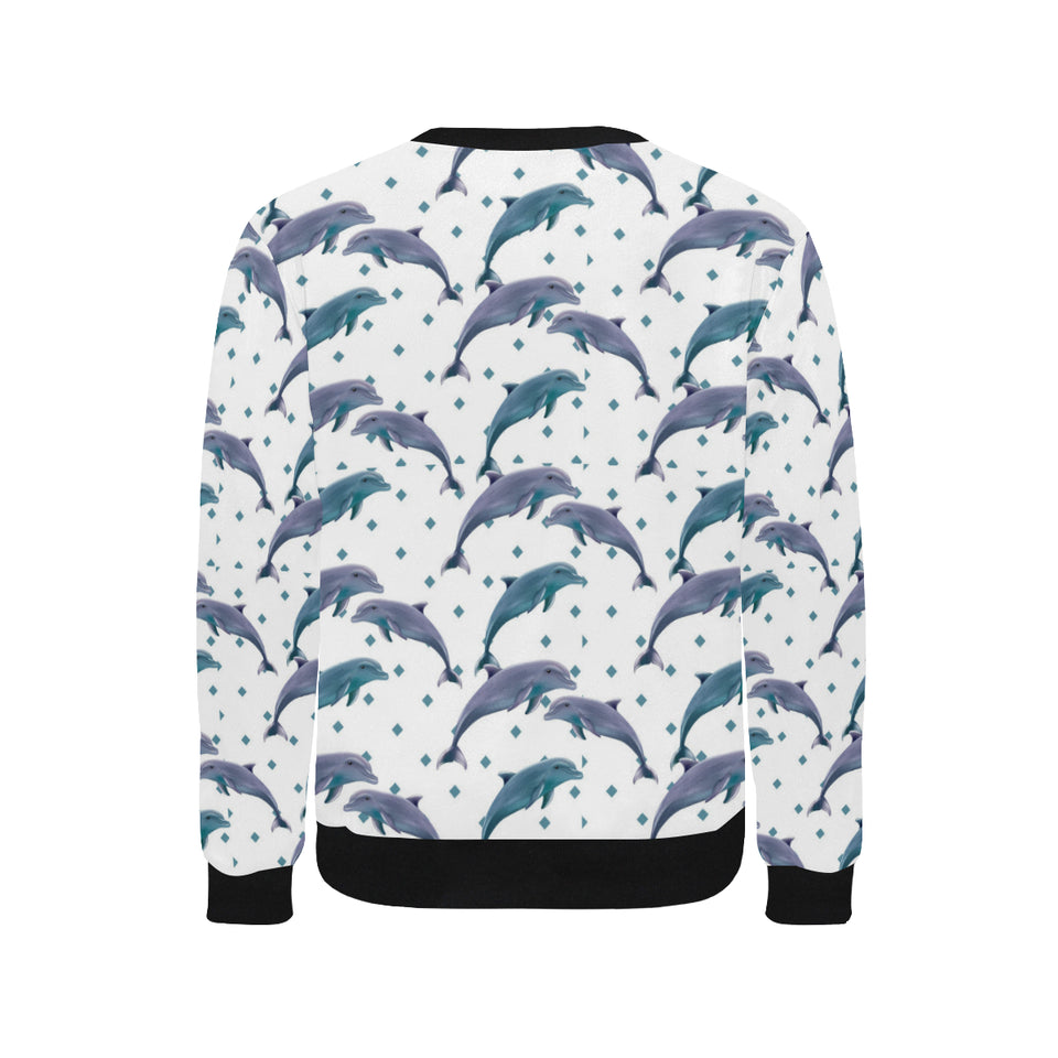 Dolphins pattern dotted background Men's Crew Neck Sweatshirt