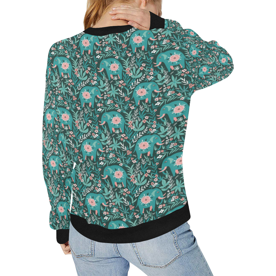 Elephants jungle pattern Women's Crew Neck Sweatshirt