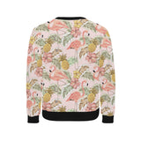 Pink flamingo birds pineapples hibiscus flower pat Men's Crew Neck Sweatshirt