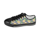 Pineapples pattern striped background Kids' Boys' Girls' Low Top Canvas Shoes Black