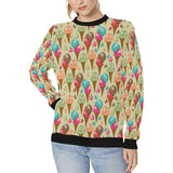 Colorful ice cream pattern Women's Crew Neck Sweatshirt