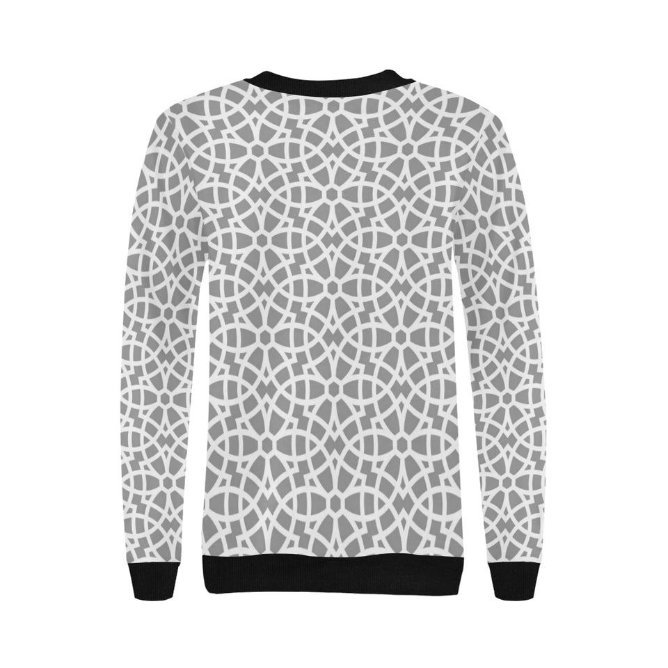 arabic gray pattern Women's Crew Neck Sweatshirt