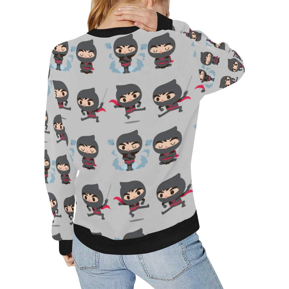 Cute ninja pattern Women's Crew Neck Sweatshirt