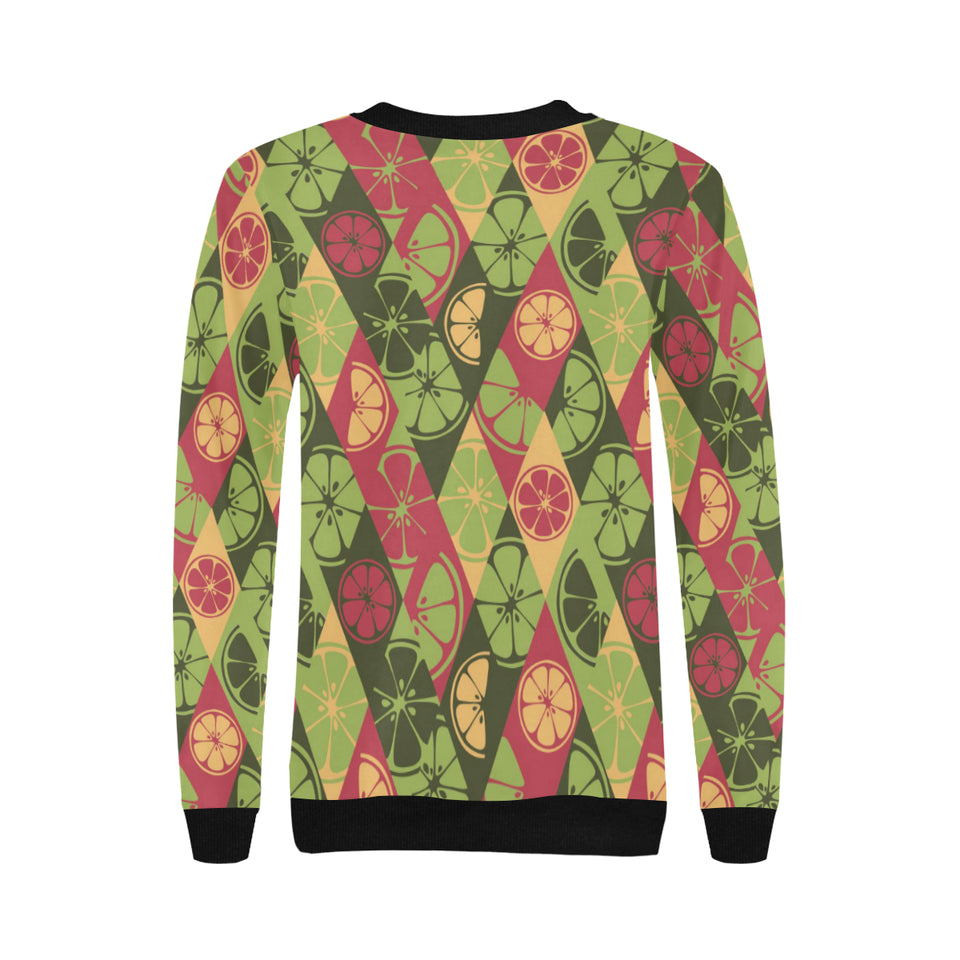 Cool Geometric lime pattern Women's Crew Neck Sweatshirt