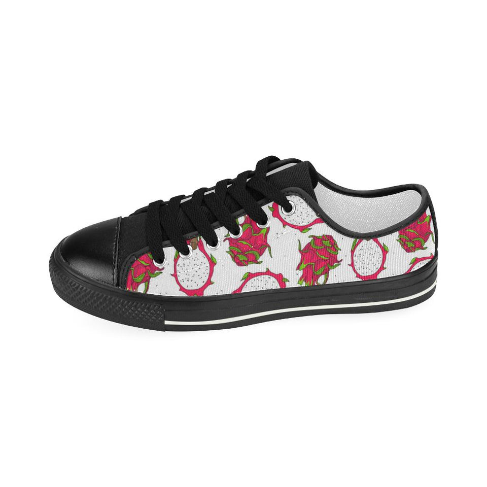 dragon fruits white background Kids' Boys' Girls' Low Top Canvas Shoes Black
