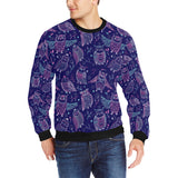 Cute owls pattern boho style ornament Men's Crew Neck Sweatshirt