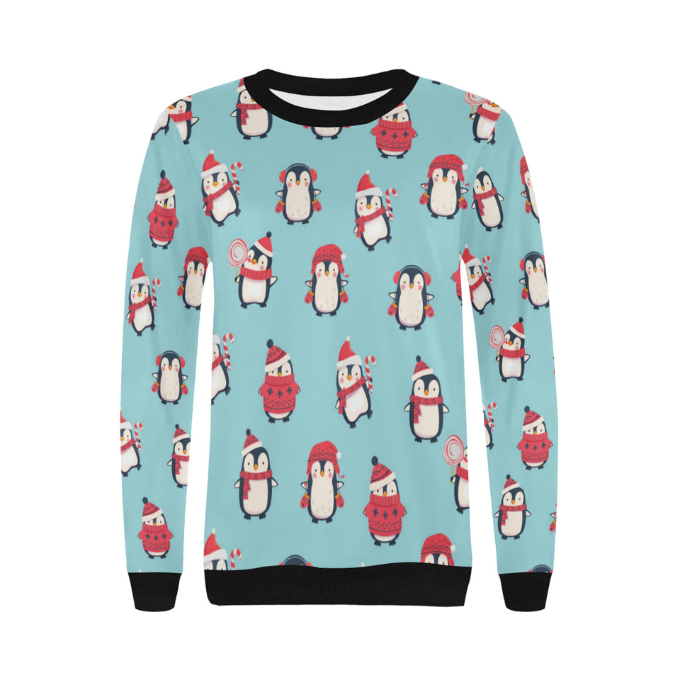 Cute penguin christmas  design pattern Women's Crew Neck Sweatshirt