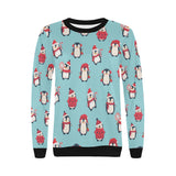 Cute penguin christmas  design pattern Women's Crew Neck Sweatshirt