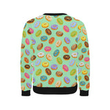 Colorful donut pattern green background Men's Crew Neck Sweatshirt
