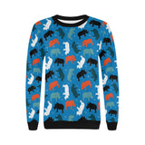 Colorful rhino pattern Women's Crew Neck Sweatshirt