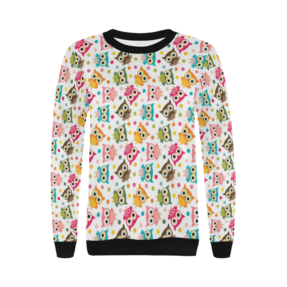 Color cute owl pattern Women's Crew Neck Sweatshirt