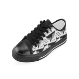 Black whale pattern Kids' Boys' Girls' Low Top Canvas Shoes Black