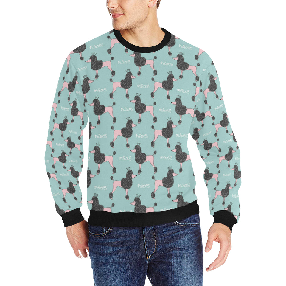 poodle dog green background Men's Crew Neck Sweatshirt