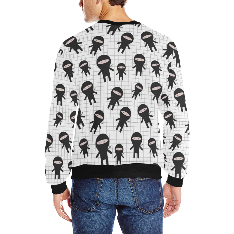 Ninja pattern plaid background Men's Crew Neck Sweatshirt