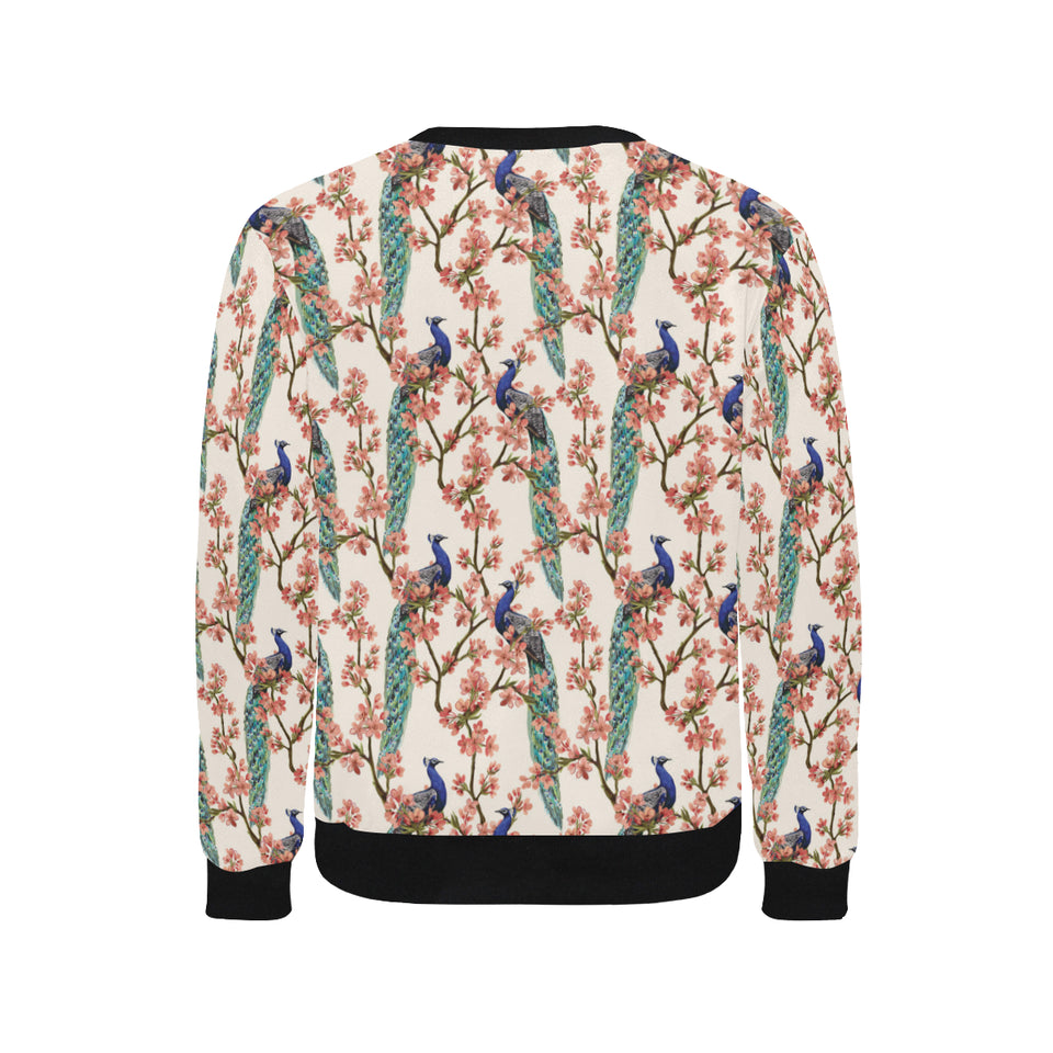 Peacock tropical flower pattern Men's Crew Neck Sweatshirt