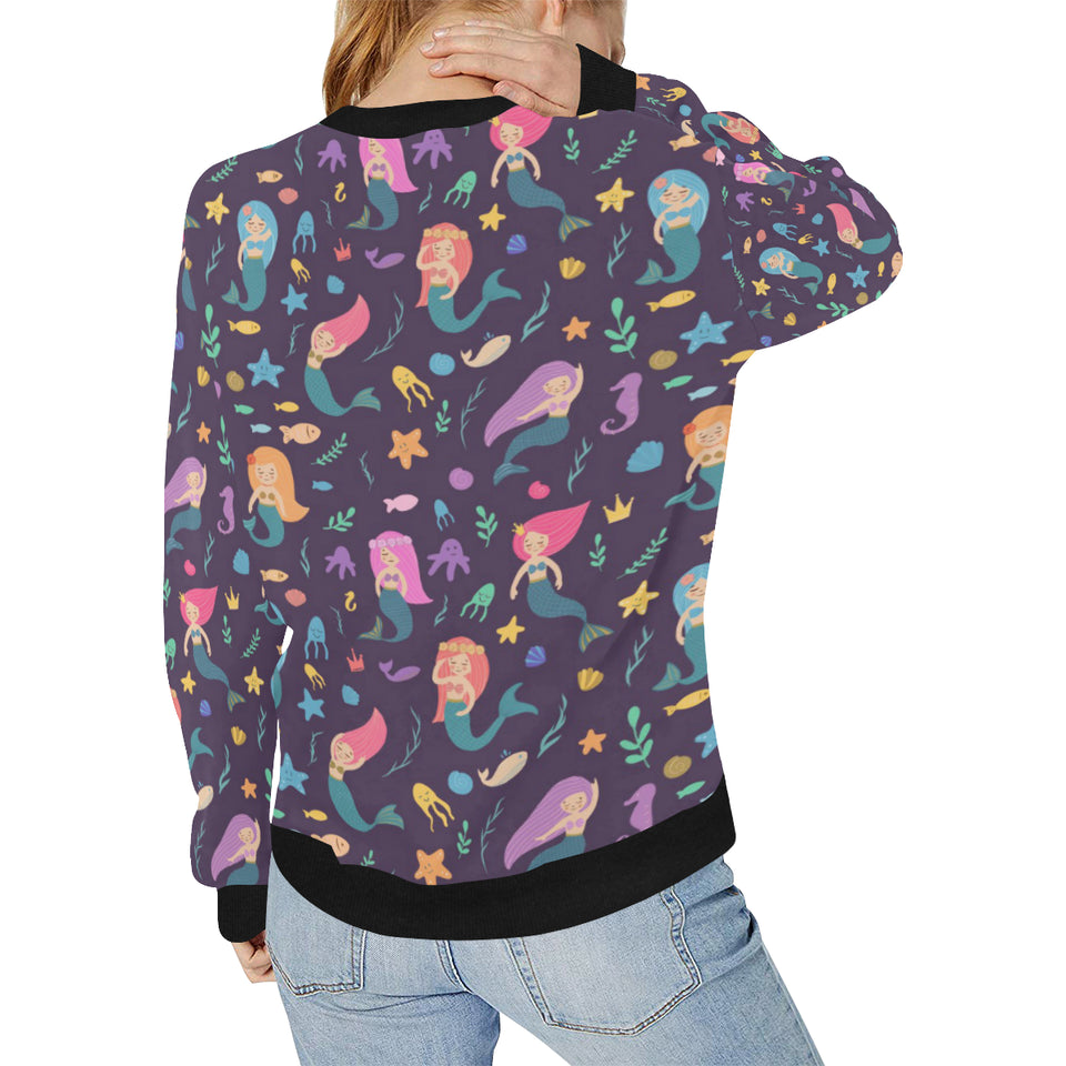 beautiful mermaid Fish jellyfish algae other marin Women's Crew Neck Sweatshirt