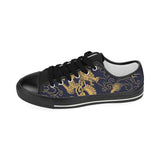 Gold dragon pattern Kids' Boys' Girls' Low Top Canvas Shoes Black