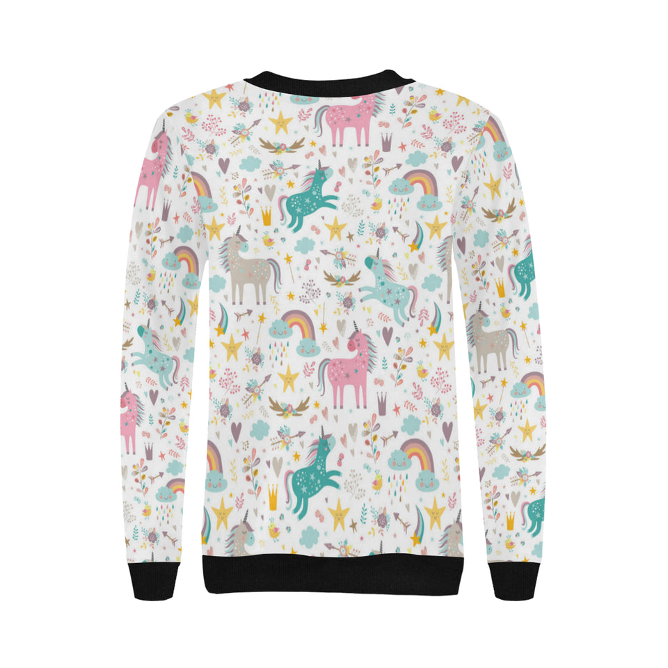 Colorful unicorn pattern Women's Crew Neck Sweatshirt