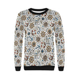 Cute nautical steering wheel anchor pattern Women's Crew Neck Sweatshirt