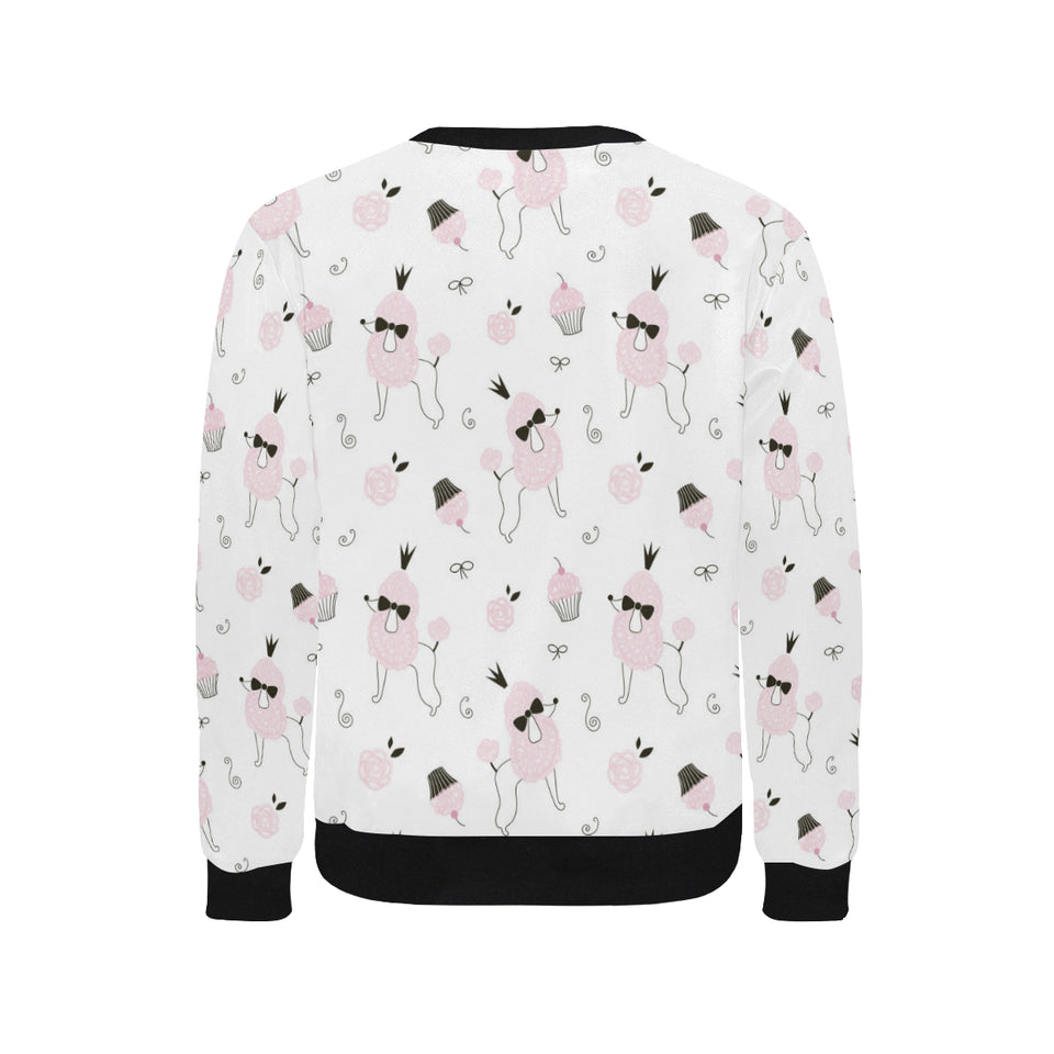 Poodle dog rose cake pattern Men's Crew Neck Sweatshirt