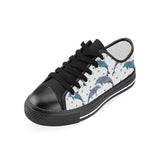 Dolphins pattern dotted background Kids' Boys' Girls' Low Top Canvas Shoes Black