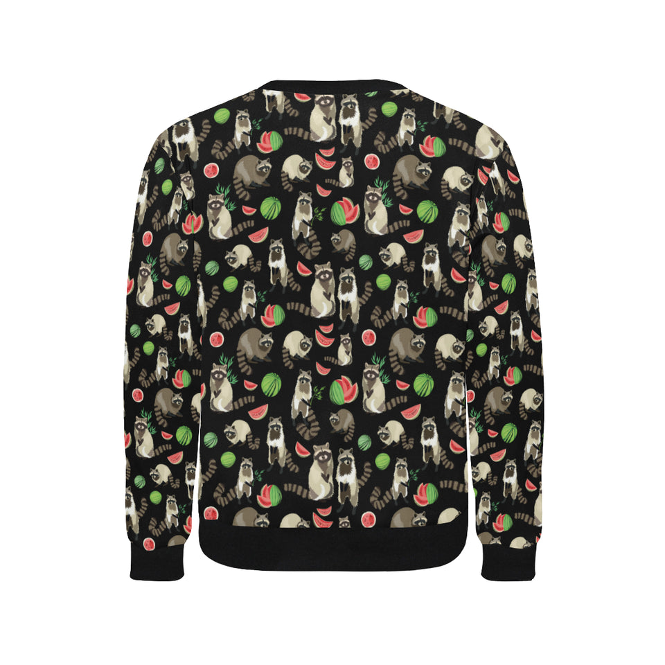 Raccoon watermelon pattern Men's Crew Neck Sweatshirt
