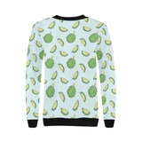 Durian pattern blue background Women's Crew Neck Sweatshirt