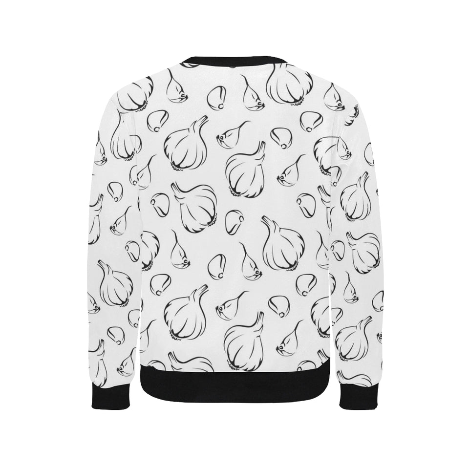 Garlic pattern black white Men's Crew Neck Sweatshirt