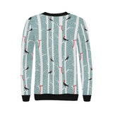 Crows christmas hat scarf Women's Crew Neck Sweatshirt