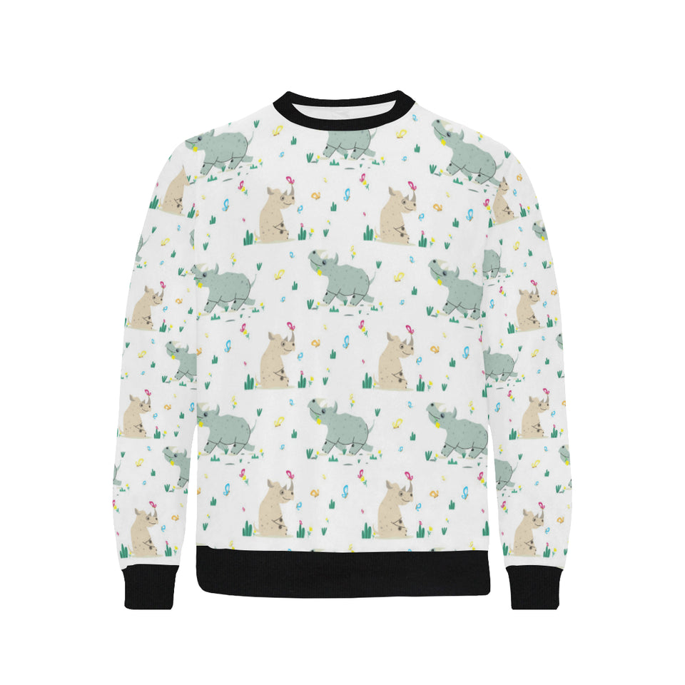 Cute Rhino pattern Men's Crew Neck Sweatshirt