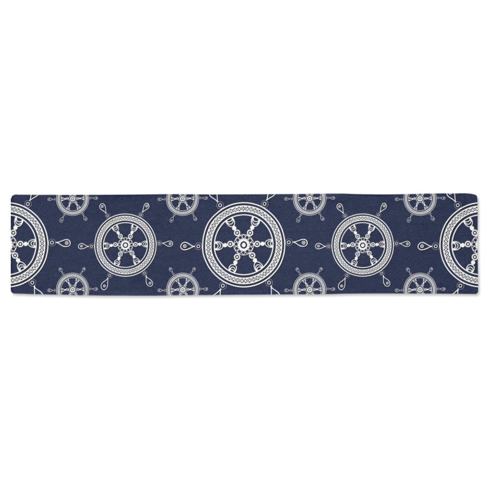 nautical steering wheel design pattern Table Runner