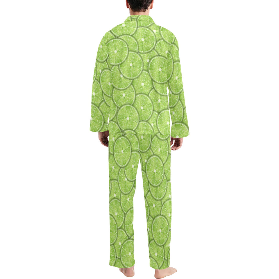 Slices of Lime pattern Men's Long Pajama Set