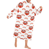 Daruma japanese wooden doll design pattern Blanket Robe with Sleeves