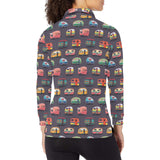 Camper Van Pattern Print Design 02 Women's Long Sleeve Polo Shirt