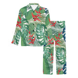 heliconia palm and monstera leaves pattern Men's Long Pajama Set