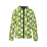 Ladybug Pattern Print Design 01 Women's Padded Hooded Jacket