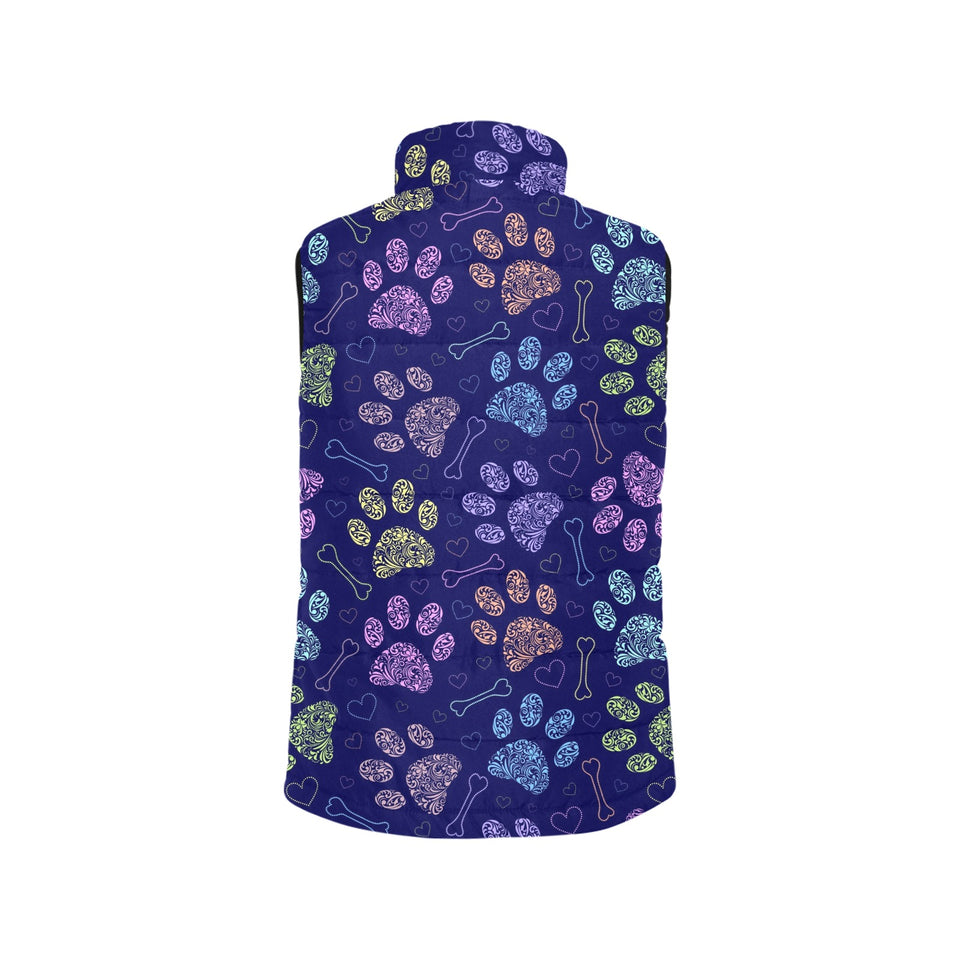 Dog Paws Pattern Print Design 02 Men's Padded Vest