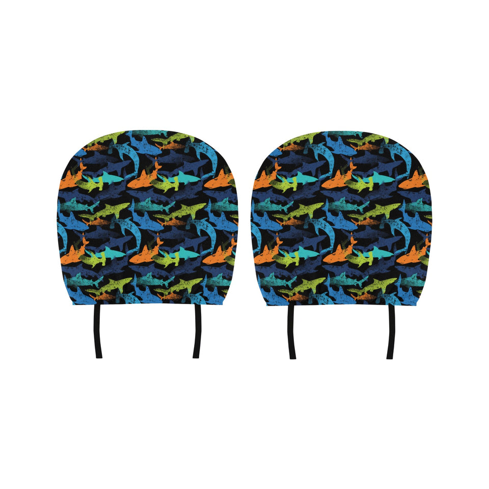 Colorful shark Car Headrest Cover