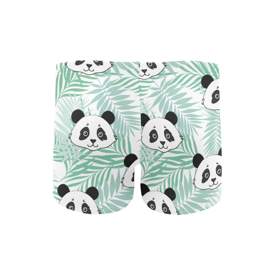 Panda pattern tropical leaves background Men's Swimming Trunks